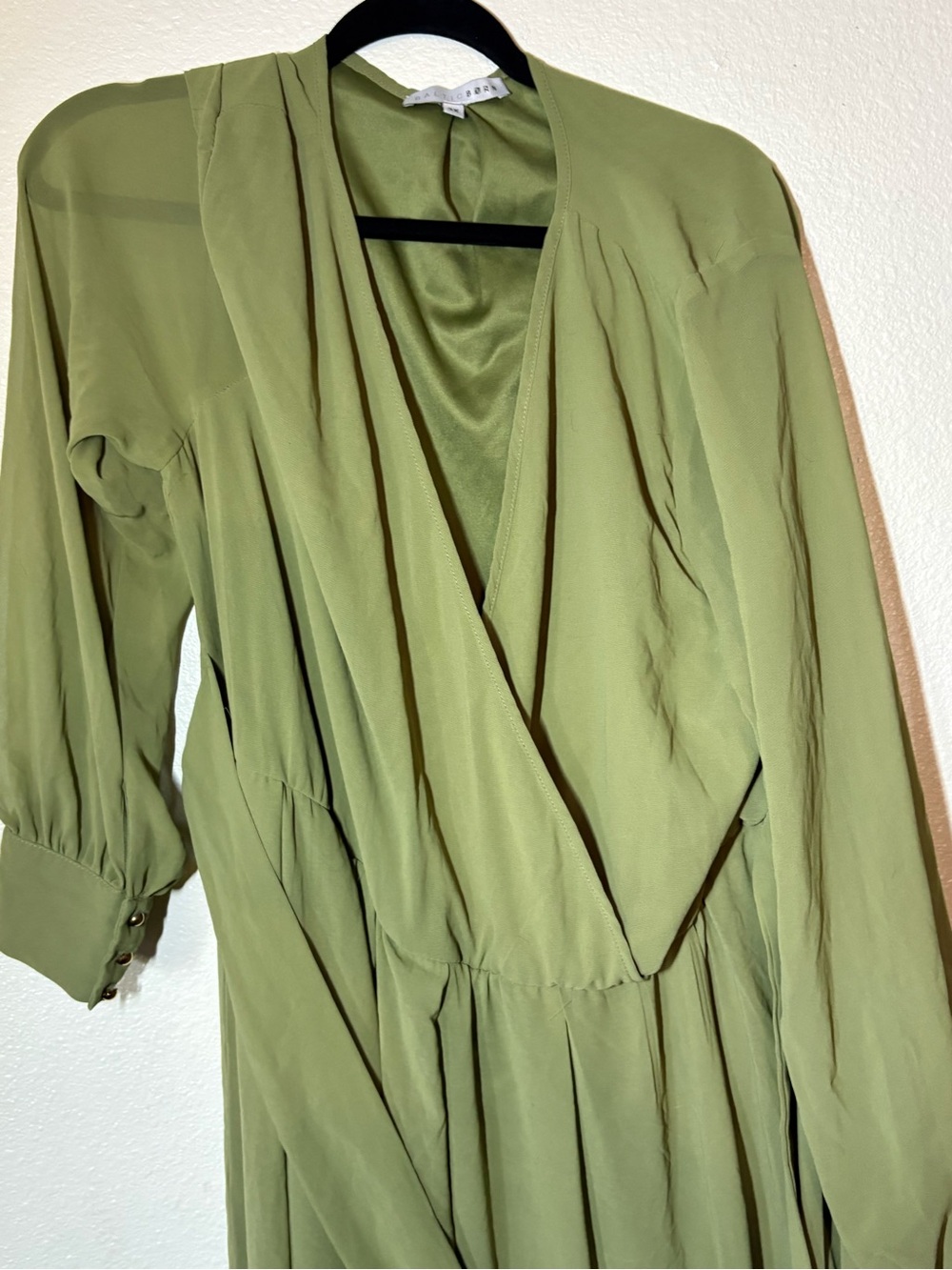 Baltic Born Olive Wrap-Front Long Sleeve Dress